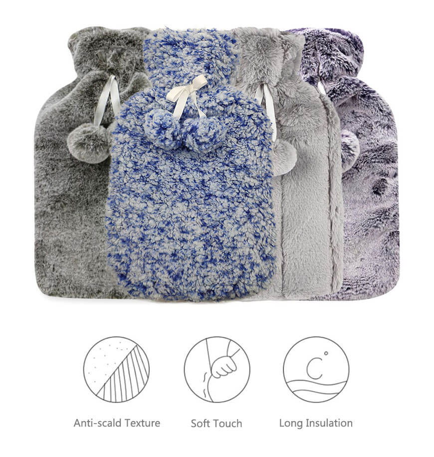 Hot Water Bottle With Fleece Cover